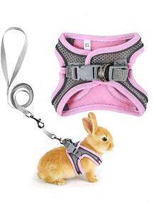 1 pieza Arnés de malla reflectante, Correa para conejo, Accesorios para conejo, Arnés, Chaleco transpirable para mascotas, Correa ajustable, Accesorios para mascotas conejo, Suministros para mascotas conejo, Adecuado para mascotas pequeñas y medianas, Suministros para mascotas conejo, Suministros para conejo, Suministros para conejo, Perro - Multicolor - Ver 3