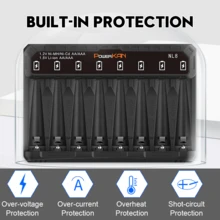 POWERKAN NL8 AA/AAA NiMH Battery Charger, 8-Slot LED Independent Charging, Universal 5V USB NiMH Battery Smart Charger, Smart Identification 1.2V NiMH/NiCd AA, AAA Battery Charger (Batteries Not Included) - Black Charger - View 7
