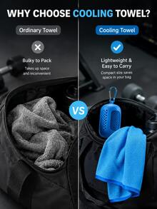 Macaron Style Minimalist Sports Cooling Towel, Portable Foldable, Quick Dry, With Hook And Loop Design, High Density Cooling, Breathable And Sweat-Absorbent, Suitable For Sports, With Perforated Silicone Storage Box, Summer Cooling - Multicolor - View 5
