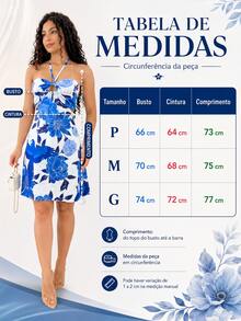 Romantic Blue And White Floral Short Dress With Halter Neckline For Vacation Fashion Gringa Spring And Summer - 藍白色 - 查看 6
