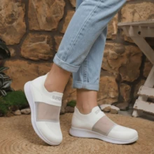 Women's Quick-Dry Water Shoes, Breathable Knitted Mesh, Non-Slip Barefoot Diving Shoes, Gradient Sole, Suitable For Beach, Swimming, Yoga, Casual - 1688 Fish Silk White - View 5