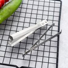 2/1pc Stainless Steel Garlic Peeler Tongs, Effortless Sharp Grip Design, Rust-Proof Polished Metal Garlic Skin Remover, Minimalist Kitchen Tool For Home Cooking And BBQ Food Prep - Silver - View 5
