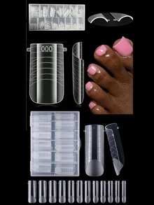 160pcs Straight Dual-End Gel Nail Molds, Suitable For Fingers And Toes, Wide And Flat, Reusable, Unisex, Pre-Etched, No Grinding Required - Clear - View 4
