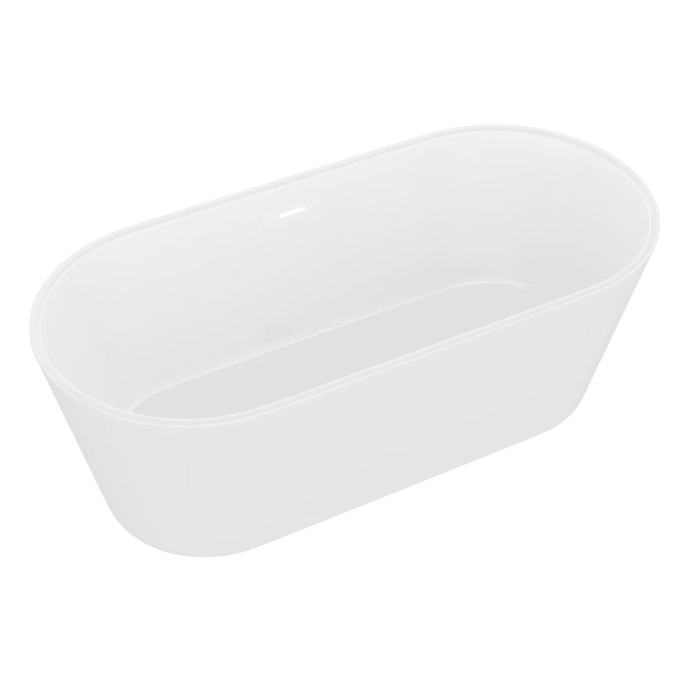 Soonbuy 59" Modern Oval Acrylic Freestanding Bathtub, CUPC Certified Deep Soaking Tub With Double-Walled Insulation, Complete /Black Overflow & Drain Kit, Ergonomic Spa Tub For Contemporary Bathroom - White - View 1