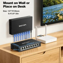 Conmutador divisor Gigabit de 8 puertos, montaje en pared y escritorio, plug-and-play, carcasa de metal duradera - Tipo de Enchufe A USA (110-127V) - Ver 3