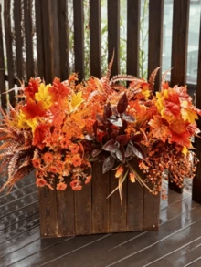 12pcs UV-Resistant Plastic Autumn Maple Flower Stems, Multi-Purpose Autumn Floral Stems For Table Centerpieces, Bridal Wedding Bouquets, Vases, Thanksgiving, Halloween And All-Season Party Decorations - Orange - View 2