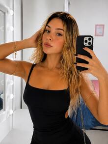 Strapless Backless Tube Dress With Drawstring Tie, Short And Tight - màu đen - Xem 2