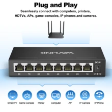 Conmutador divisor Gigabit de 8 puertos, montaje en pared y escritorio, plug-and-play, carcasa de metal duradera - Tipo de Enchufe A USA (110-127V) - Ver 5