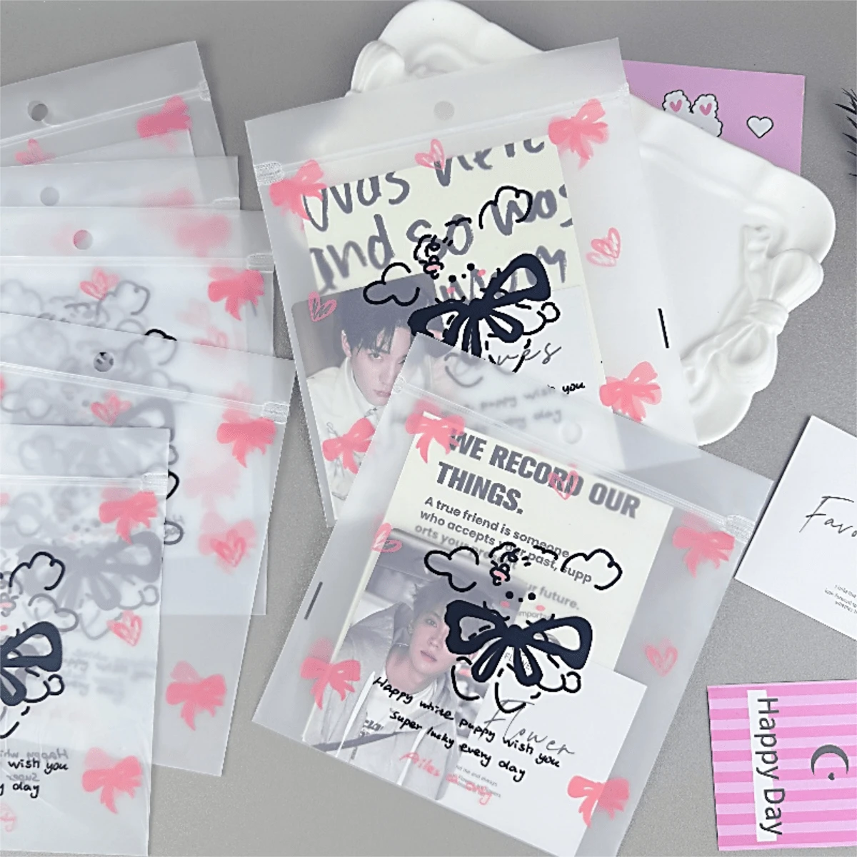 30pcs Transparent Frosted Holiday Gift Packaging Bags, Self-Sealing Gift Bags, Jewelry Accessory Gift Bags, Cute Cartoon Animal Self-Sealing Bags, Bow And Dog Pattern Gift Packaging Bags, Suitable For Holiday And Birthday Gift Packaging, Daily Storage Bags And Plastic Self-Sealing Bags. - Gift Bags - View 1