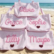 1pc Customized Bubble Gauze Tote Bag, Personalized Chenille Name Toiletry Bag, Travel Organizer Makeup Gift For Girlfriend/Mom/Teacher - Multicolor - View 6