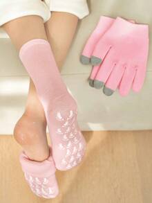 1 Pair Whitening Moisturizing Foot Mask, Suitable For Dry Cracked Feet Care, Gel Heel Socks, Foot Moisturizing - Pink - View 2