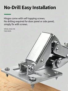 1pc Multi Size No Opening Sot Punch Fre Catbinet Frog IngesMeta Spring Fold Concealed Tinge Siver Square Edge Easy Stl Kitchen Wacdrobe Cuptoard Door Tardiware Hot Seling Parts - 175-degree Standard Hinge (including Screws) - View 4