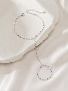 GLIMMER GI 1pc Women's S925 Sterling Silver Low-Allergy Chain Bracelet, European And American Style Versatile Fashion Daily New, Suitable For Daily Wear/Vacation/Valentine's Day/Birthday/Mother's Day Gift, European And American Style/Bohemian Style - Silver - View 4