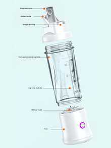 LEVIATECH Wireless Portable Blender 450ml USB Rechargeable Mini Juicer Cup, 12-Blade, Suitable For Fruit, Vegetable, Milkshake, Travel Kitchen Blender - Below 0.5L - View 8