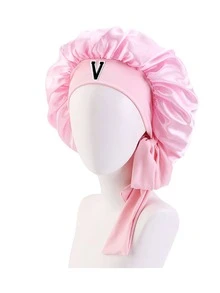 1pc Women's Satin Bow Long Tie Sleep Cap, Adjustable Sleep Cap, Suitable For Curly Hair, Silky Anti-Static Night Headscarf, Sleep Hair Care Cap - Multicolor - View 11
