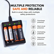 POWERKAN K4 輕巧智慧充電器：USB C 快充 AA/AAA 充電電池，LED 狀態指示燈，居家、辦公與旅行必備配件 - 否 - 查看 4