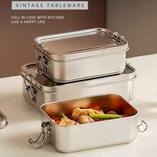 304 Stainless Steel Divided Lunch Box With Lid, Layered Travel Food Container, Sealed Lunch Box With Lid, Airtight Storage Box For Outdoor Use, Picnic Box - Multicolor - View 4