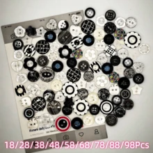 18/28/38/48/58/68/78/88/98Pcs Random Style Black & White Button Series Small Buttons/Pearly Buttons, Exquisite Button Accessories For Scrapbook, Plastic DIY Handmade Buttons, Flower Shape, Suitable For Scrapbooking, Clothing Decoration, DIY Decorative Clothing, Hats, Shirts, Craft Buttons - Multicolor - View 12