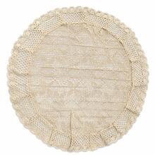 Bubaba 復古鉤編蕾絲圓形桌墊 60cm/23.6in 手工鏤空蕾絲桌布 扇形邊緣 農舍風裝飾中心飾品 適用於咖啡桌、餐桌、梳妝台 - 米色 - 查看 6