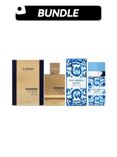 Dolce & Gabbana [Perfume Bundle] Amber Oud Gold Edition Eau De Parfum Spray Unisex+Light Blue Capri In Love Eau De Parfum Spray For Women EDP+EDP 4oz/120ml+3.4oz/100ml