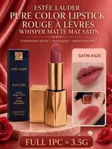 Estée Lauder 雅詩蘭黛 Pure Color 霧面唇膏 #402，正裝 3.5g，試用裝 2.8g，持久顯色，輕盈絲絨觸感，保濕霧面，易上妝，適合初學者 - 緞光#420 - 查看 14