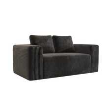 Deep 2-Seater Sofa Without Frame, No Assembly Required, Made Of Foam, Upholstered In Soft Corduroy, Modern Sofa For Small Space Apartment, Bedroom, Office (Grey) - Black - View 9