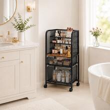Makeup Storage Box & Cabinet, Large Capacity Cosmetics Organizer For Perfume Makeup Brushes Tools, Vanity Storage Rack – Black - View 4