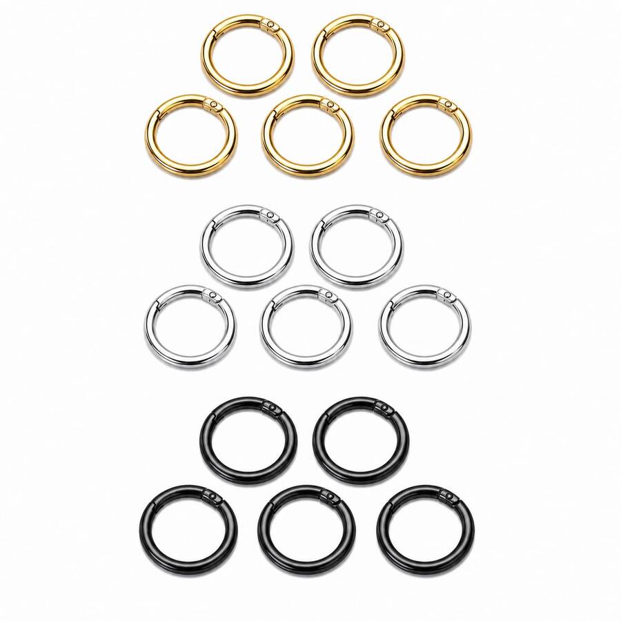 10pcs Metal O-Ring Spring Clasps, DIY Jewelry Openable Round Keychain Lobster Clasp Dog Leash Connector - Multicolor - View 1