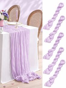 Light Purple Crinkled Gauze Table Runner, Soft Sheer Cheesecloth Fabric Table Runner (22 X 118 Inches / 10 Ft), Pack Of 1/6/10, Boho Rustic Wedding Table Decor For Party, Birthday, Baby Shower, Holiday Banquet, Home Dining Centerpiece Decor - Purple - View 1