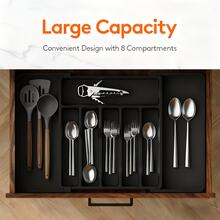 1pc Silverware Drawer Organizer, Expandable Kitchen Utensil Tray, Cutlery And Utensil Holder, Adjustable Plastic Storage Box For Spoons, Forks And Large Utensils - View 2
