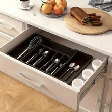 1pc Silverware Drawer Organizer, Expandable Kitchen Utensil Tray, Cutlery And Utensil Holder, Adjustable Plastic Storage Box For Spoons, Forks And Large Utensils - View 9