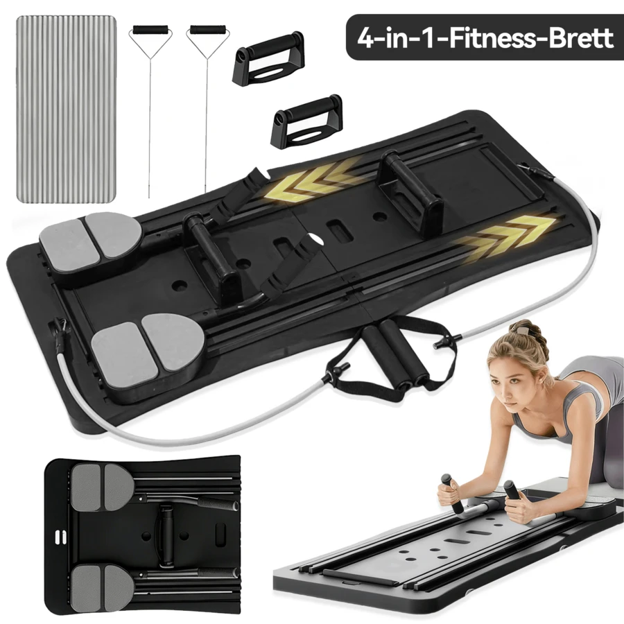 Pilates Board - Pilates Reformer Set, Multi-Purpose Foldable Pilates Reformer Board For Home, 4 In 1 Pilates Sliding Board(Black) - Black - View 1