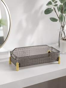 1pc/Set Transparent Cosmetic Storage Box, Diamond Texture Makeup Organizer, Skincare, Lipstick, Jewelry Vanity Countertop Storage Basket, Luxury Elegant Desktop Organizer - Multicolor - View 9