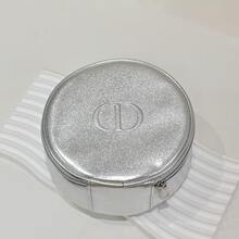 Dior Cosmetic Bag, Minimalist Silver Zipper Round Pouch - Silver - View 3