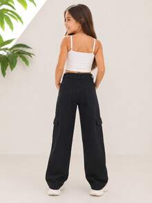 Wide Leg Youth Cargo Pants - Negro - Ver 2