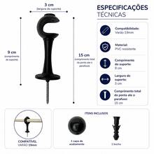Kit With 6 Simple Curtain Rod Supports Pair With 19mm End - STRAW - View 2
