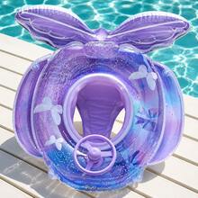 Anillo de natación para bebé, anillo de natación inflable para niños pequeños, anillo de natación inflable, flotador de natación inflable de verano para niños, uso al aire libre para niñas pequeñas - Morado - Ver 5