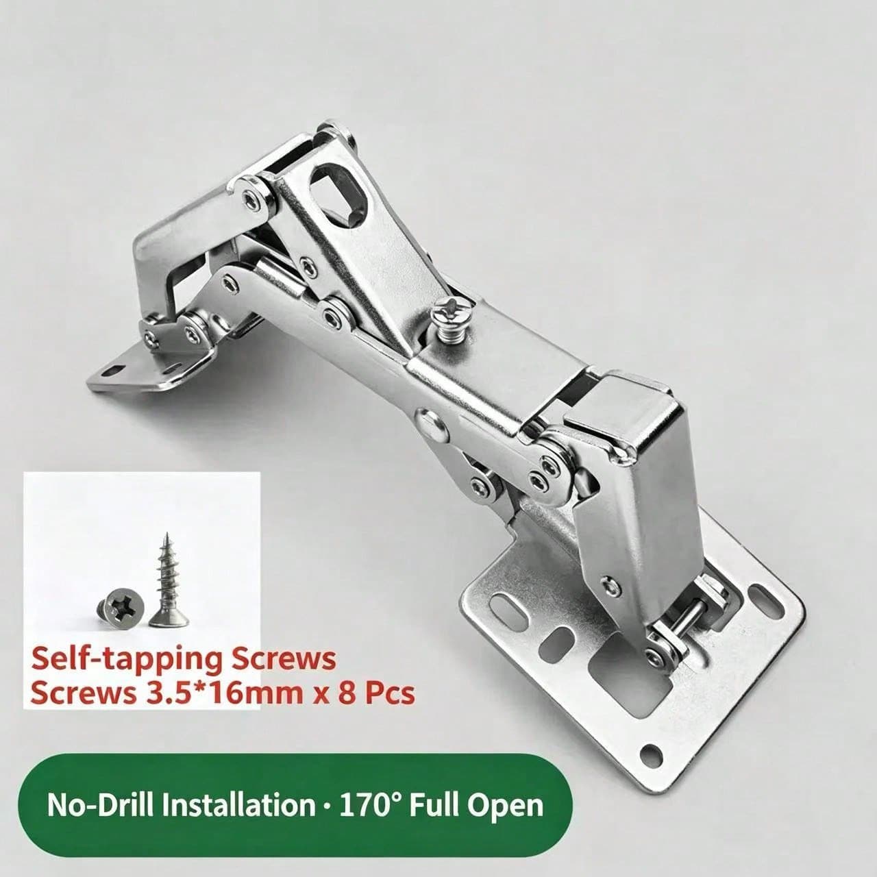 1pc Multi Size No Opening Sot Punch Fre Catbinet Frog IngesMeta Spring Fold Concealed Tinge Siver Square Edge Easy Stl Kitchen Wacdrobe Cuptoard Door Tardiware Hot Seling Parts - 175-degree Standard Hinge (including Screws) - View 1