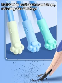 12 PCS Random Colors Cute Cat Paw Erasers, Pencil Caps With Holder, Durable PP Material, Suitable For School - Compatible With Pen, First Day Of School - Multicolor - View 9