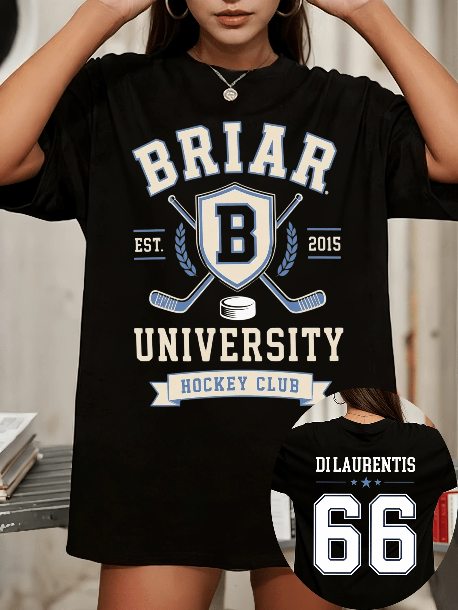 Off-Campus Hockey Shirt Briar University Romance Unisex - 黑色 - 查看 1