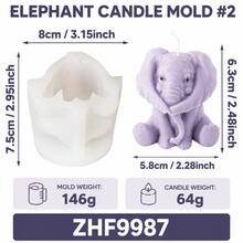 Elephant Candle Silicone Mold 3D Cute Elephant Animal Shape Wax Mold DIY Handmade Candle Making Tool Craft Mold For Home Decor Gift - Elephant - View 10