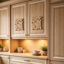 2pcs Solid Wood Carved Square Decals, Woodworking Supplies, Home Decorations, Suitable For Cabinets, Doors And Windows, Furniture, Background Walls, Porches, Offices And Other Decorations, Holiday Decorations, DIY Decorations. - Multicolor - View 5