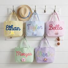 1pc Customized Bubble Gauze Tote Bag, Personalized Chenille Name Toiletry Bag, Travel Organizer Makeup Gift For Girlfriend/Mom/Teacher - Multicolor - View 3
