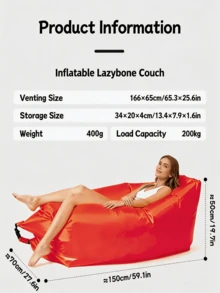 1 chiếc ghế sofa hơi di động ngoài trời dạng ghế lười đơn, ghế hơi gấp gọn nhẹ dùng cho cắm trại, lễ hội âm nhạc, ngủ trưa, bơm nhanh, ghế ngồi thư giãn thoải mái cho bãi biển, sân vườn, nhà ở, sử dụng cả ngày - Nhiều kiểu dáng - Xem 10