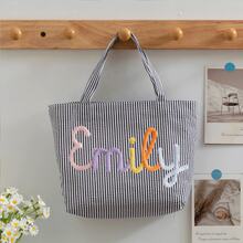 1pc Customized Bubble Gauze Tote Bag, Personalized Chenille Name Toiletry Bag, Travel Organizer Makeup Gift For Girlfriend/Mom/Teacher - Multicolor - View 30