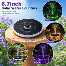 WNRISELA Solar Fountain With Color-Changing LED Ring Lights, 6 Water Spray Nozzles, Floating Solar Water Pump For Bird Bath, Pond, Pool & Garden Decor, Auto Night Lighting - Colorful Fountain - View 6