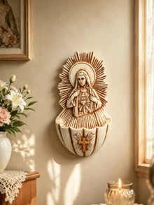 Elegant Wall-Mounted Decorative Resin Holy Water Basin, Suitable For Church, Home, And Room Decoration. - Multicolor - View 4