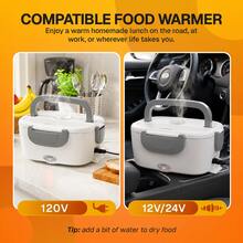 SOHIDA 3-In-1 Electric Heating Lunch Box, 80W Food Heater, Hot Lunch Box, Food Insulated Box, Suitable For Insulation/Car/Outdoor/Home/School/Office/Travel, 12V/24V/110V - US A Type Plug(110-127V) - View 4