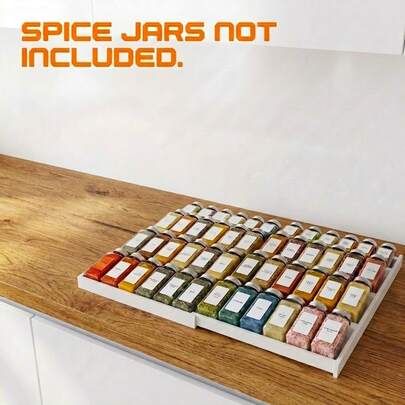 Bamboo Spice Drawer Organizer, Expandable 4 Tier Spice Rack For Cabinet And Kitchen Seasoning Storage Insert, Fits 3" Deep Drawer, Adjustable From 11.8" To 22.8" Wide (Jars Not Included)