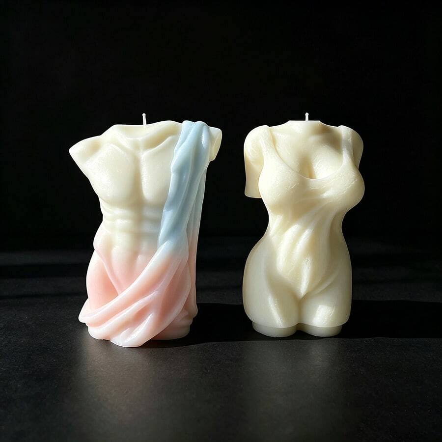 1pc Silicone Candle Mold Human Body Shape DIY Sexy Female Soap Plaster Making Tool Muscular Man Home Decor Candlelight Dinner Aromatherapy Candle Making Creative Gift - White - View 1